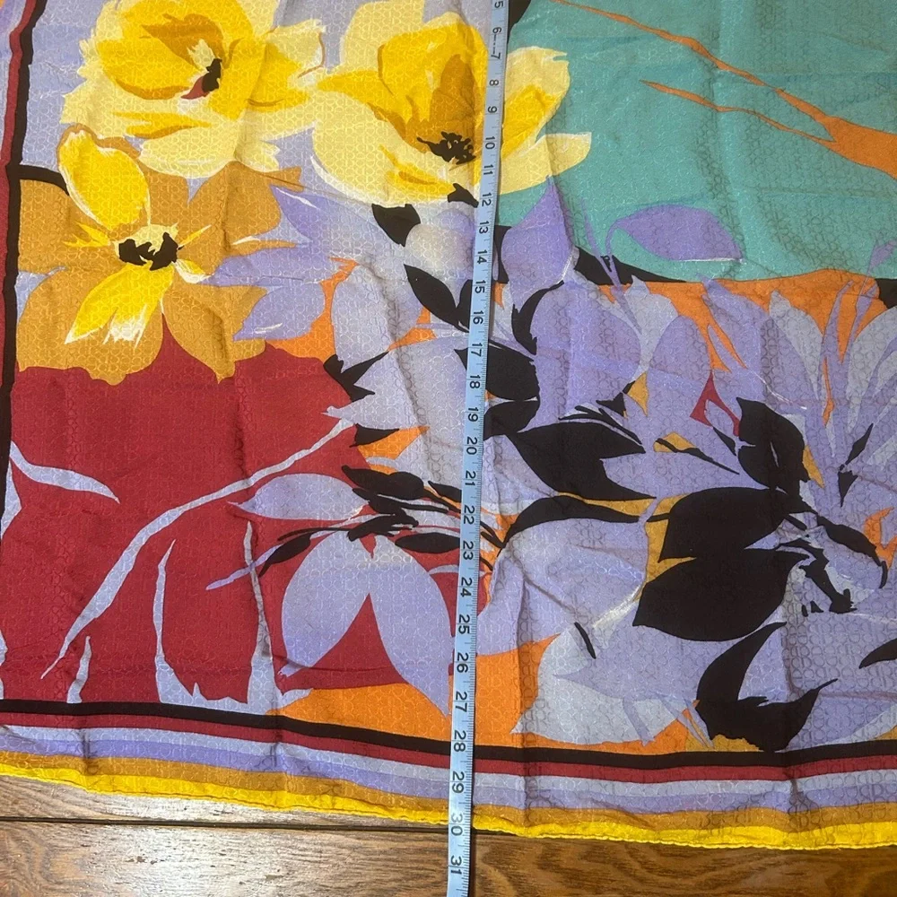 Christian Dior 100% Silk Scarf Floral Print Multicolor Colorful